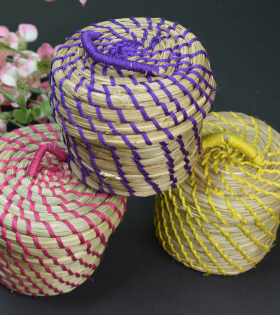 Handwoven Colorful Sabai Grass Tiny Thread Box – A Blend of Tradition &amp; Elegance set of 3