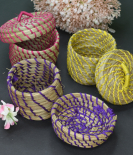 Handwoven Colorful Sabai Grass Tiny Thread Box – A Blend of Tradition & Elegance set of 3