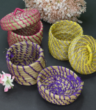 Handwoven Colorful Sabai Grass Tiny Thread Box – A Blend of Tradition & Elegance set of 3