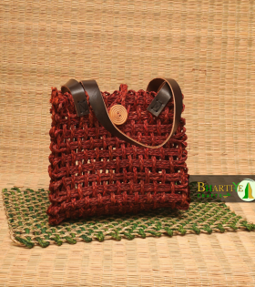 Stylish Handwoven Sabai Grass Mini Tote Jali Bag