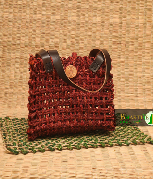 Stylish Handwoven Sabai Grass Mini Tote Jali Bag