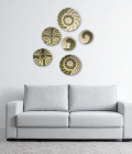 Handwoven Sabai Grass Wall Decor – Green &amp; White Spiral Design Set Of 6