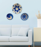 Handwoven Sabai Grass Wall Decor Blue & White Spiral Design Set Of 3