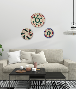 Handwoven Sabai Grass Wall Decor Multi color Spiral Design Set Of 3