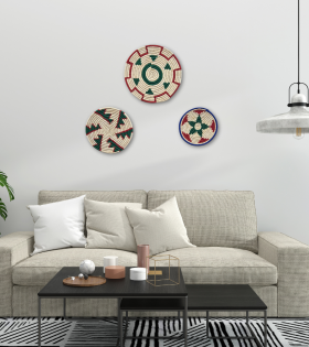 Handwoven Sabai Grass Wall Decor Multi color Spiral Design Set Of 3