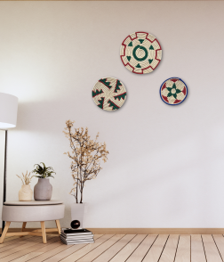 Handwoven Sabai Grass Wall Decor Multi color Spiral Design Set Of 3