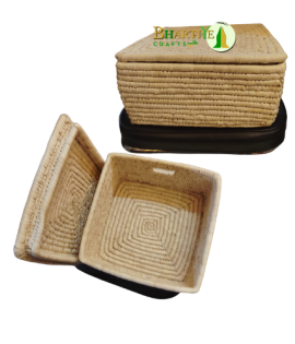 Sabai Grass Square Basket with Lid (12x12x10 Inch) (#SGB0073)