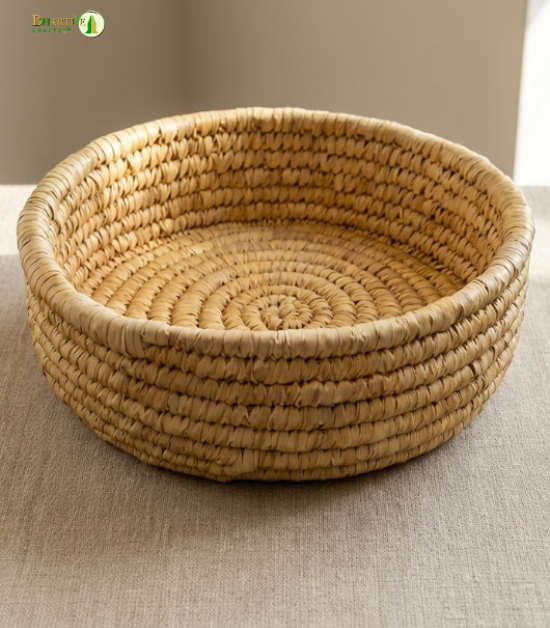 Bhartiye Crafts| Eco-Friendly Handmade Sabai Palm Grass Binding Basket|Odisha Artisans|Dimension (12*3) inches