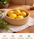 Bhartiye Crafts| Eco-Friendly Handmade Sabai Palm Grass Binding Basket | Odisha Artisans|Dimension (12*3) inches