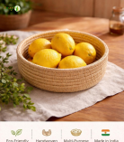 Bhartiye Crafts| Eco-Friendly Handmade Sabai Palm Grass Binding Basket|Odisha Artisans|Dimension (12*3) inches