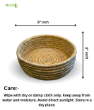 Bhartiye Crafts| Eco-Friendly Handmade Sabai Palm Grass Binding Basket|Odisha Artisans|Dimension (8*3) inches