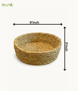 Bhartiye Crafts | Sabai Grass Roti Basket Natural Brown – Eco-Friendly Handwoven Storage | Crafted by Odisha Artisans