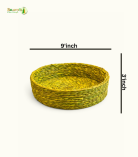 Bhartiye Crafts | Yellow Green Sabai Grass Round Basket | Handmade by Odisha Artisans