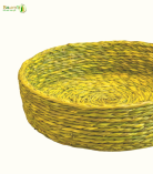 Bhartiye Crafts | Yellow Green Sabai Grass Round Basket | Handmade by Odisha Artisans