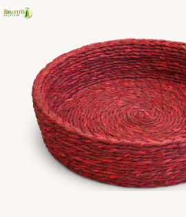 Bhartiye Crafts | Red Sabai Grass Basket for Storage &amp; Roti | Handmade by  Odisha Artisans