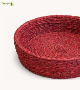 Bhartiye Crafts | Red Sabai Grass Basket for Storage &amp; Roti | Handmade by  Odisha Artisans