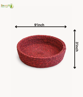 Bhartiye Crafts | Red Sabai Grass Basket for Storage &amp; Roti | Handmade by  Odisha Artisans