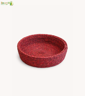 Bhartiye Crafts | Red Sabai Grass Basket for Storage &amp; Roti | Handmade by  Odisha Artisans