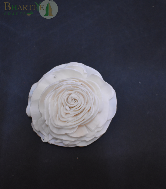 Bhartiye Crafts Handcrafted White Shola Rose Flower | Natural Sola Wood Decorative Flower (Set of 10)