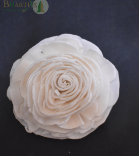 Bhartiye Crafts Handcrafted White Shola Rose Flower | Natural Sola Wood Decorative Flower (Set of 10)
