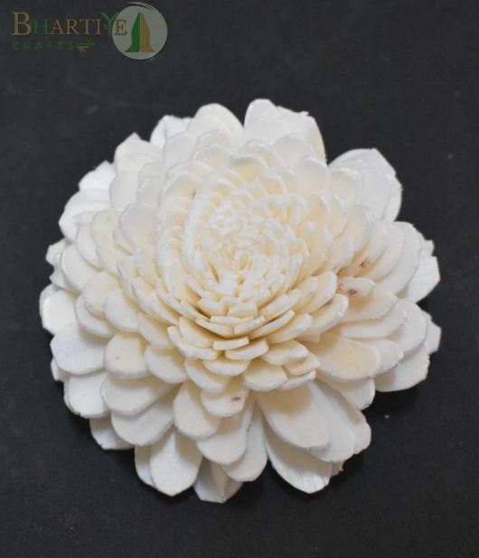 Bhartiye Crafts Premium Handcrafted Shola Flower | Round Layered Sola Wood Flower (Set of 10)
