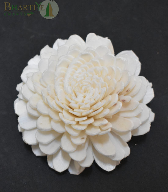 Bhartiye Crafts Premium Handcrafted Shola Flower | Round Layered Sola Wood Flower (Set of 10)