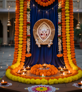 Handcrafted Sholapith Ganesha | Ganapati Face on Bamboo Winnow (Kula) – 6.5” Wall Hanging (#SPP0008)