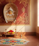 Handcrafted Sholapith Durga MATA Face on Bamboo Winnow (Kula) – 6.5” Wall Hanging