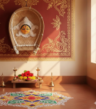 Handcrafted Sholapith Durga MATA Face on Bamboo Winnow (Kula) – 6.5” Wall Hanging