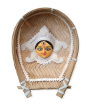 Handcrafted Sholapith Durga MATA Face on Bamboo Winnow (Kula) – 6.5” Wall Hanging