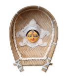 Handcrafted Sholapith Durga MATA Face on Bamboo Winnow (Kula) – 6.5” Wall Hanging