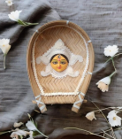 Handcrafted Sholapith Durga MATA Face on Bamboo Winnow (Kula) – 6.5” Wall Hanging