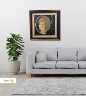 Handcrafted Sikki Grass Buddha Wall Frame | Natural Fiber Spiritual Wall Art