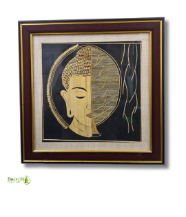 Handcrafted Sikki Grass Buddha Wall Frame | Natural Fiber Spiritual Wall Art