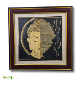 Handcrafted Sikki Grass Buddha Wall Frame | Natural Fiber Spiritual Wall Art