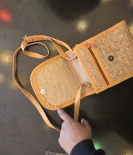 Shitalpati Tab Sling Bag with Lock | Handwoven Natural Bag  (#BSP0008)