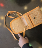 Shitalpati Tab Sling Bag with Lock | Handwoven Natural Bag  (#BSP0008)