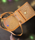 Shitalpati Tab Sling Bag with Lock | Handwoven Natural Bag  (#BSP0008)