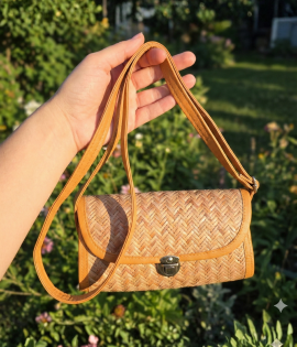 Shitalpati Small Sling Bag with Lock | Handcrafted Natural Bag -#BSP0007