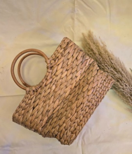 Handmade Water Hyacinth Basket Bag – Natural Woven Tote (#WH0002)
