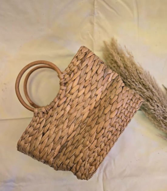 Handmade Water Hyacinth Basket Bag – Natural Woven Tote (#WH0002)