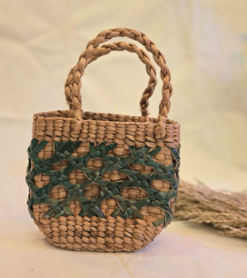 Handmade Water Hyacinth Basket Bag – Natural Woven Tote (#WH0003)