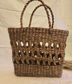Handmade Water Hyacinth  Natural Woven Tote | Eco-Friendly Handcrafted Bag (#WH0001)