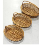 Bhartiye Crafts Oval wicker basket set of 3 with handle (#KWW0006)