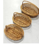 Bhartiye Crafts Oval wicker basket set of 3 with handle (#KWW0006)