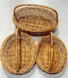 Bhartiye Crafts Oval wicker basket set of 3 with handle (#KWW0006)