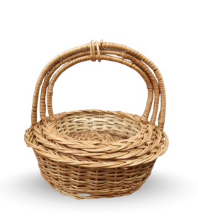 Round Kashmiri wicker basket set of 3 with handle