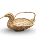Kashmiri Handmade Duck Basket | Eco-Friendly Bamboo Wicker Storage Basket for Dining Table, Kitchen (With Handle) 16x8x8 inches