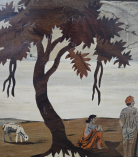 Handcrafted Rosewood Inlay Wall Art – Village Shepherd Scene (#WP0029)