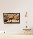 Mysore Rosewood Inlay Deer Drinking Water Wall Art – Handcrafted Nature Scene (#WP0027)